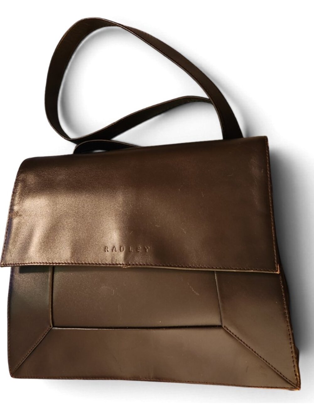 Radley London Dark Brown Leather Shoulder Bag Style 51381 Scottie Dog Flap Purse